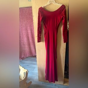 Maroon lace prom dress